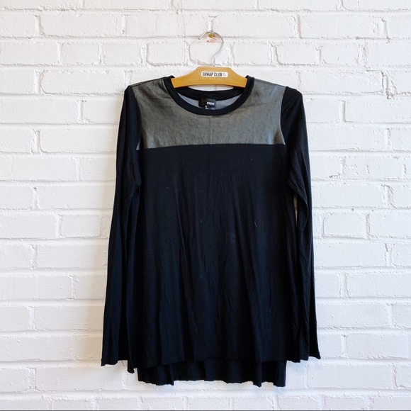 WILFRED FREE faux leather jersey black top